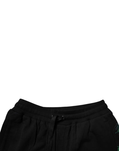 Dolce & Gabbana Black Cotton Logo Floral Print Bermuda Shorts by Dolce & Gabbana
