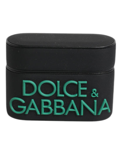 Étui AirPods Dolce & Gabbana homme logo en relief noir et vert – SMY10657