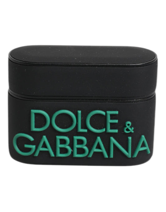 Étui AirPods Dolce & Gabbana homme logo en relief noir et vert – SMY10657
