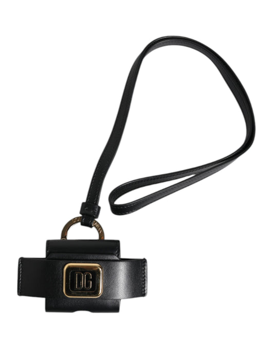 Étui AirPods Dolce & Gabbana homme à plaque logo en cuir noir – SMY10691