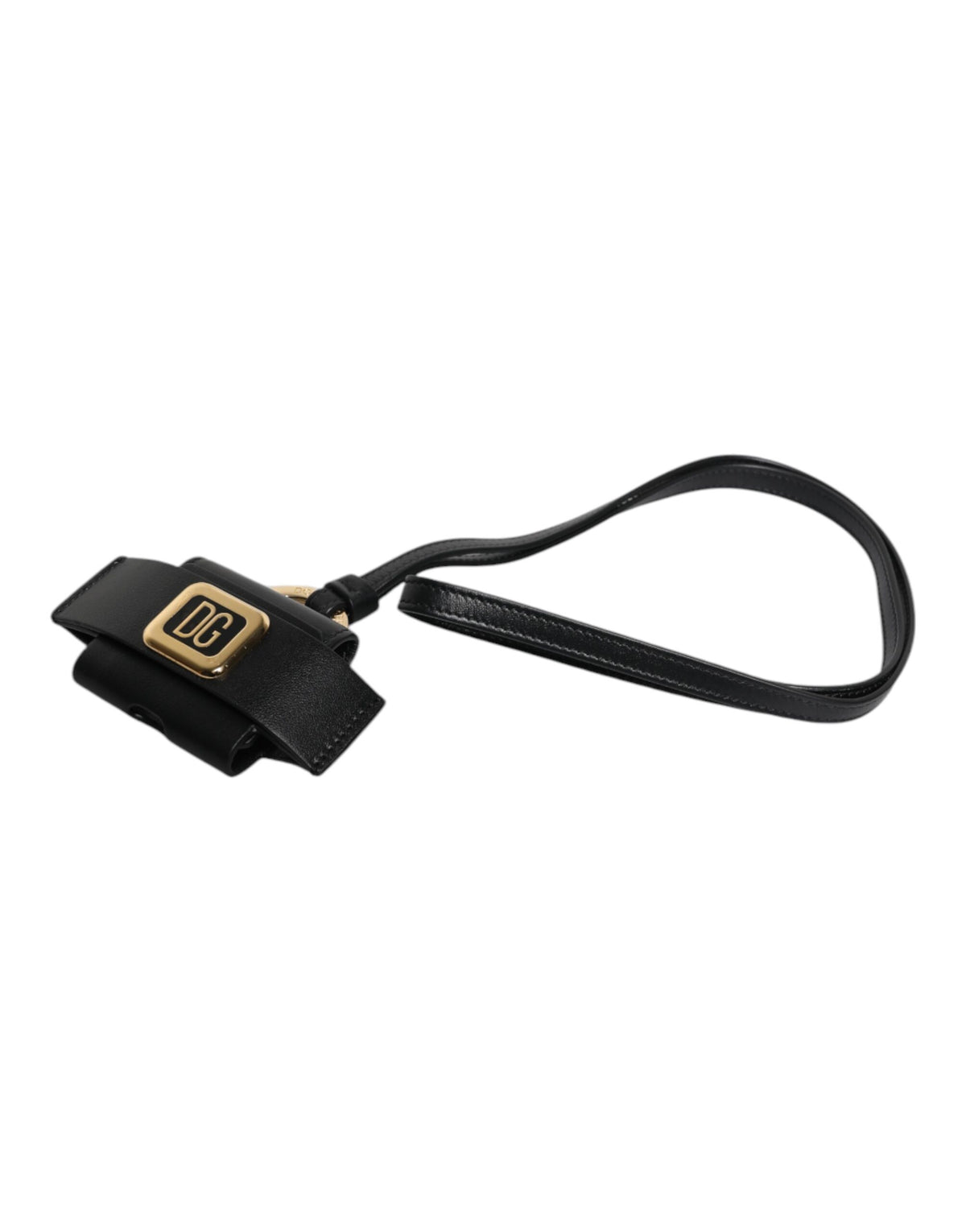 Étui AirPods Dolce & Gabbana homme à plaque logo en cuir noir – SMY10691