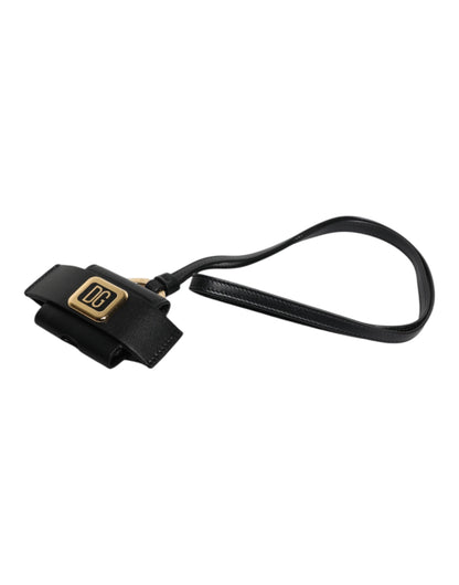 Étui AirPods Dolce & Gabbana homme à plaque logo en cuir noir – SMY10691