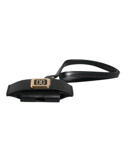 Étui AirPods Dolce & Gabbana homme à plaque logo en cuir noir – SMY10691