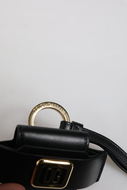 Étui AirPods Dolce & Gabbana homme à plaque logo en cuir noir – SMY10691