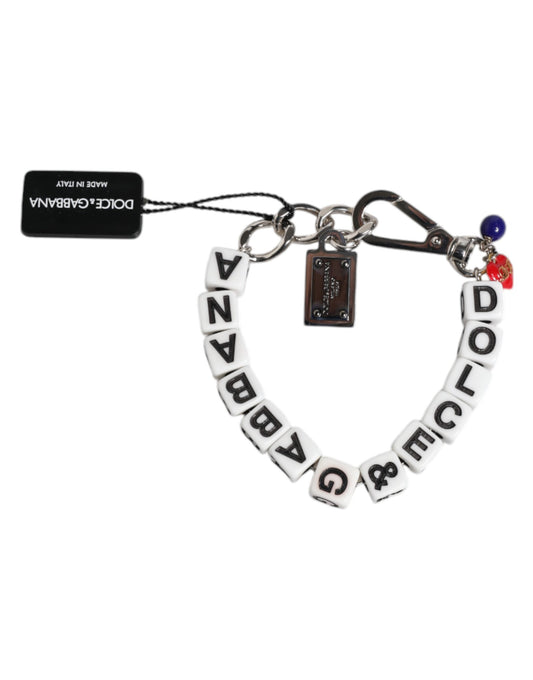 Bracelet chaîne Dolce & Gabbana en laiton argenté à dés et logo DG – SMY10684