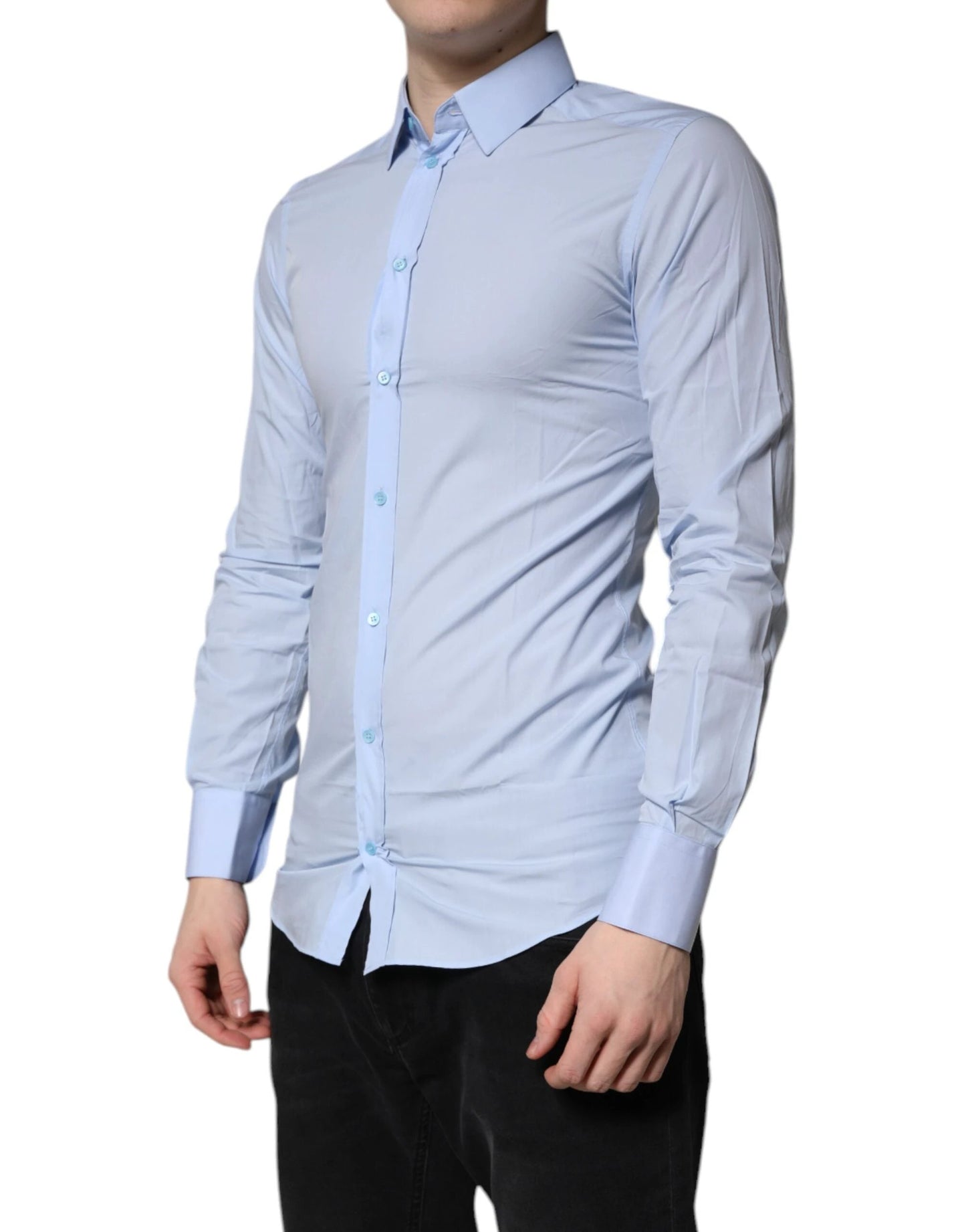 Dolce & Gabbana Light Blue Cotton GOLD Dress Formal Shirt by Dolce & Gabbana