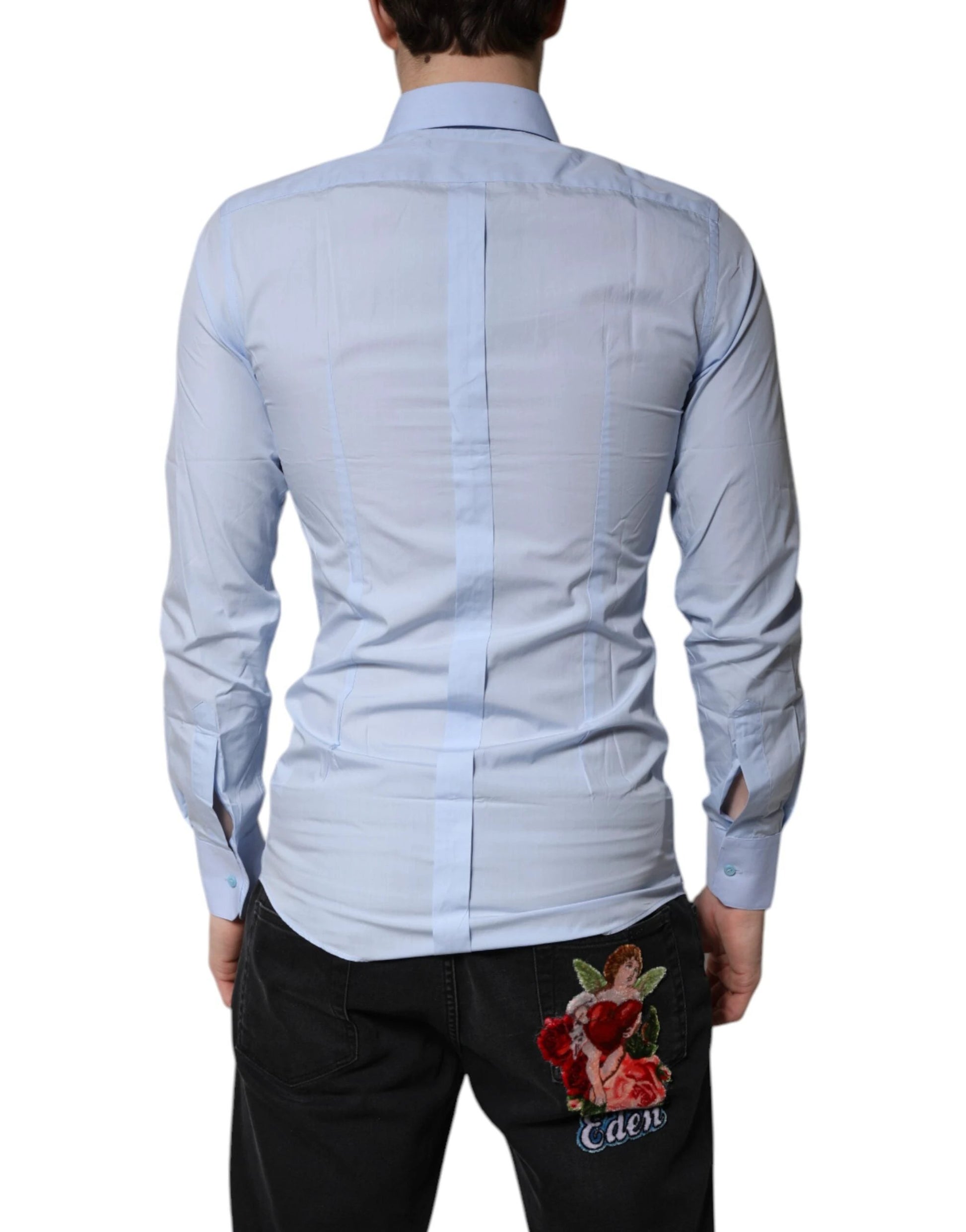 Dolce & Gabbana Light Blue Cotton GOLD Dress Formal Shirt by Dolce & Gabbana
