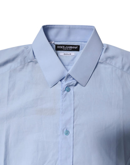 Dolce & Gabbana Light Blue Cotton GOLD Dress Formal Shirt by Dolce & Gabbana