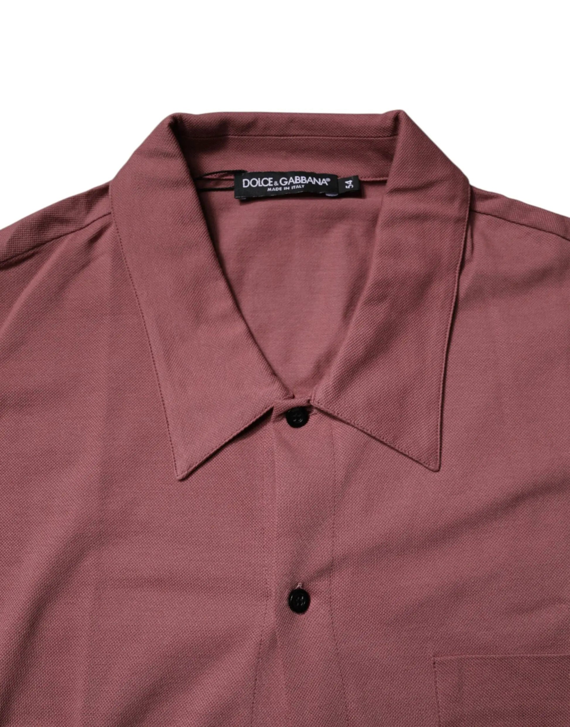 Dolce & Gabbana Dark Pink Button Down Casual Polo Men Shirt by Dolce & Gabbana