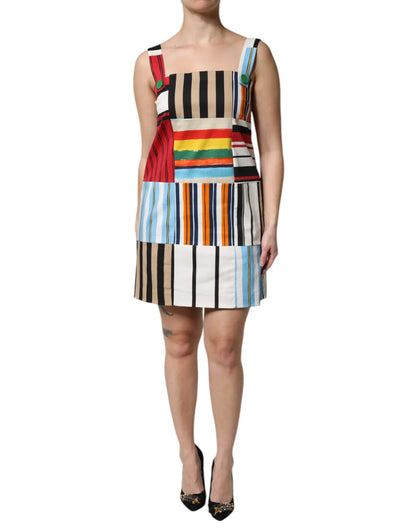 Dolce & Gabbana Multicolor Cotton Stripe Sleeveless Dress by Dolce & Gabbana