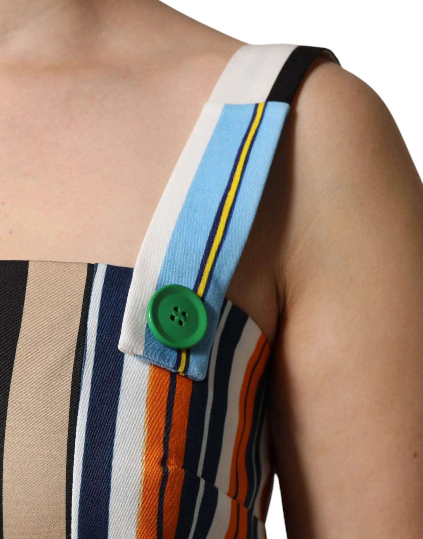 Dolce & Gabbana Multicolor Cotton Stripe Sleeveless Dress by Dolce & Gabbana