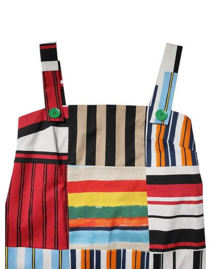 Dolce & Gabbana Multicolor Cotton Stripe Sleeveless Dress by Dolce & Gabbana