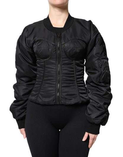 Bomber Dolce & Gabbana femme bustier en nylon noir – JKT41370