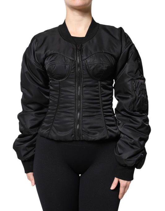 Bomber Dolce & Gabbana femme bustier en nylon noir – JKT41370