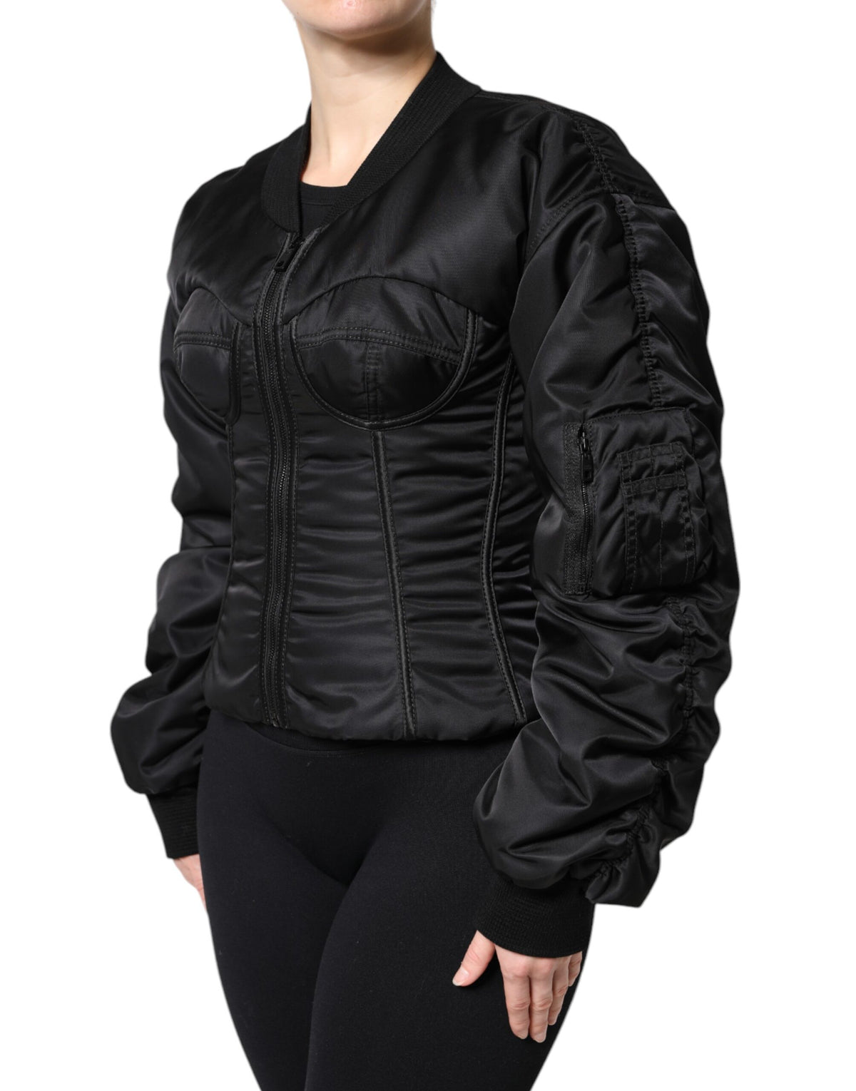 Bomber Dolce & Gabbana femme bustier en nylon noir – JKT41370