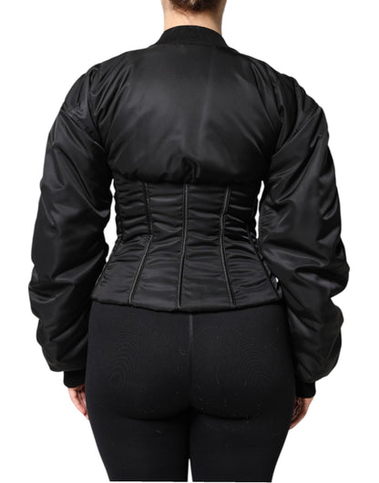 Bomber Dolce & Gabbana femme bustier en nylon noir – JKT41370