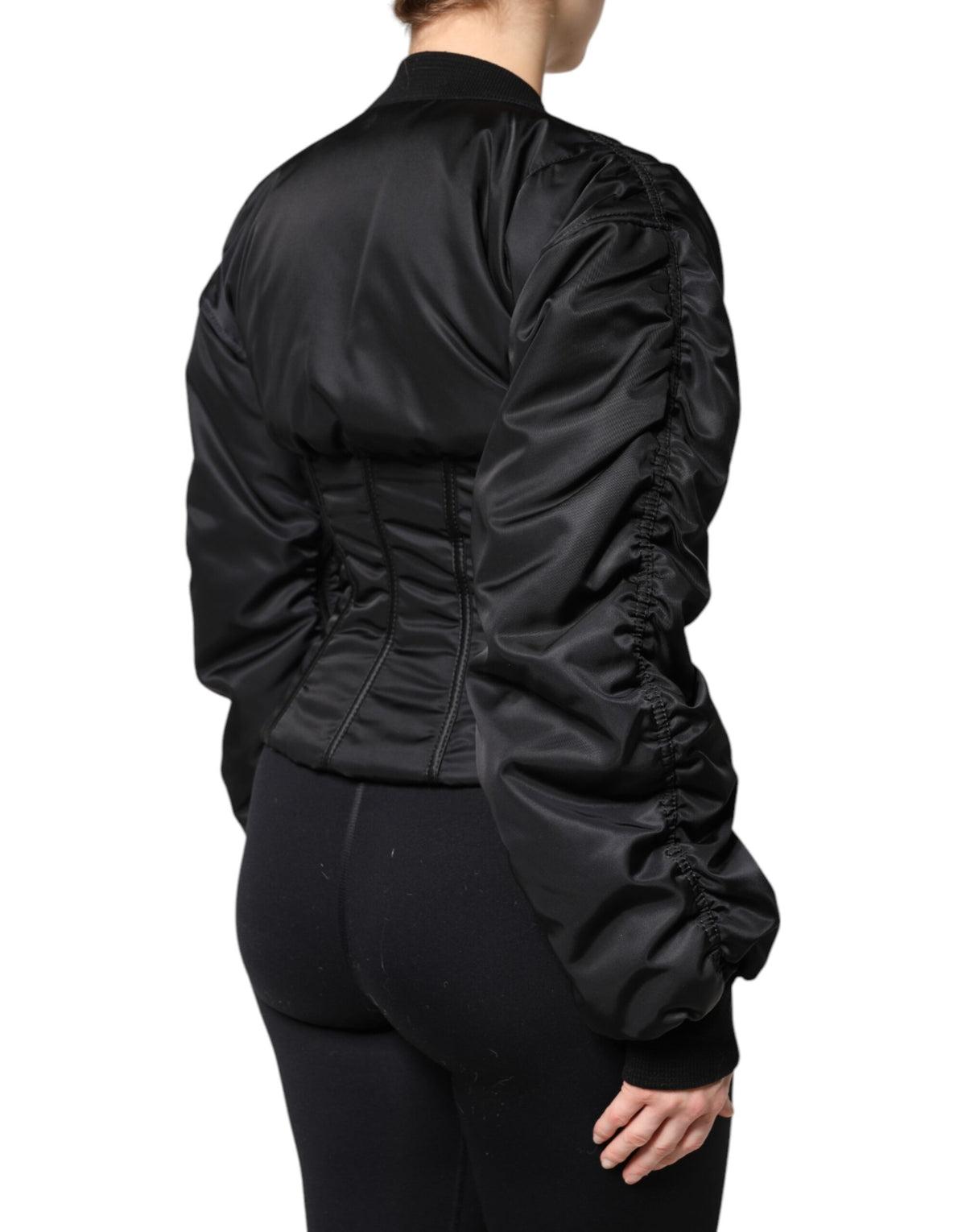 Bomber Dolce & Gabbana femme bustier en nylon noir – JKT41370