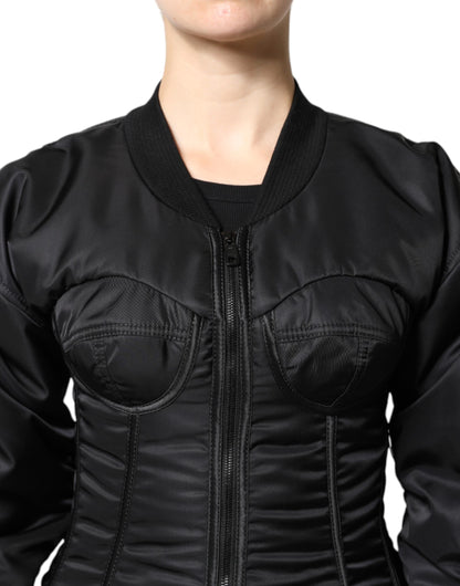 Bomber Dolce & Gabbana femme bustier en nylon noir – JKT41370