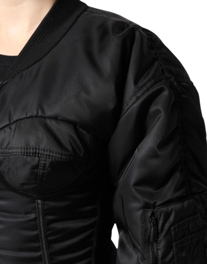Bomber Dolce & Gabbana femme bustier en nylon noir – JKT41370
