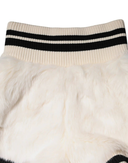 Dolce & Gabbana White Faux Fur High Waisted Hot Pants Short by Dolce & Gabbana