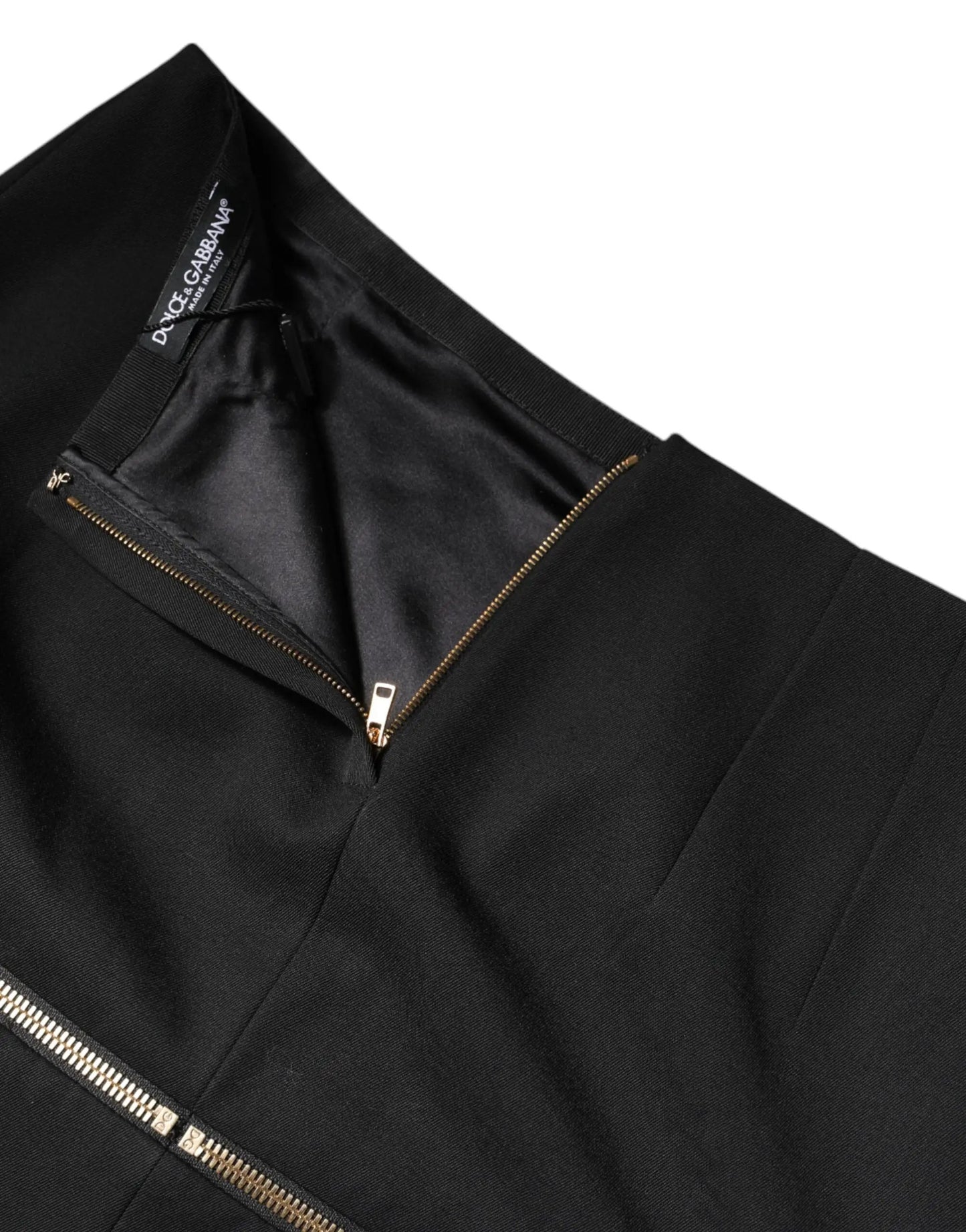 Dolce & Gabbana Black Virgin Wool High Waisted Mini Skirt by Dolce & Gabbana