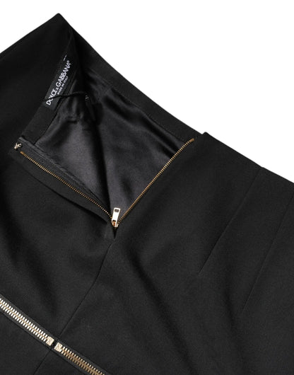 Dolce & Gabbana Black Virgin Wool High Waisted Mini Skirt by Dolce & Gabbana