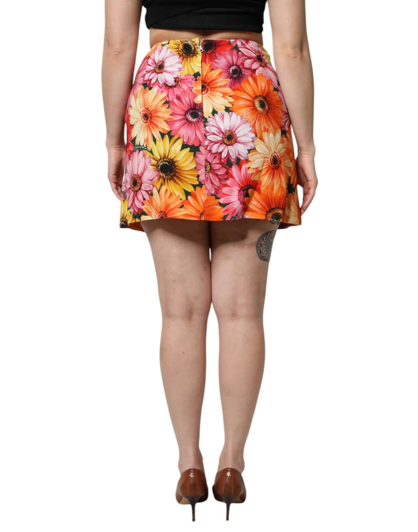 Dolce & Gabbana Multicolor Floral High Waist Mini Skirt by Dolce & Gabbana