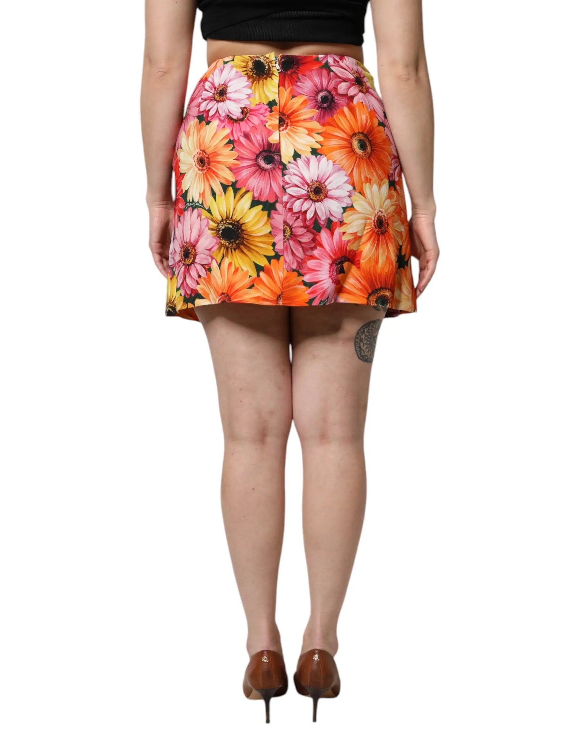 Dolce & Gabbana Multicolor Floral High Waist Mini Skirt by Dolce & Gabbana
