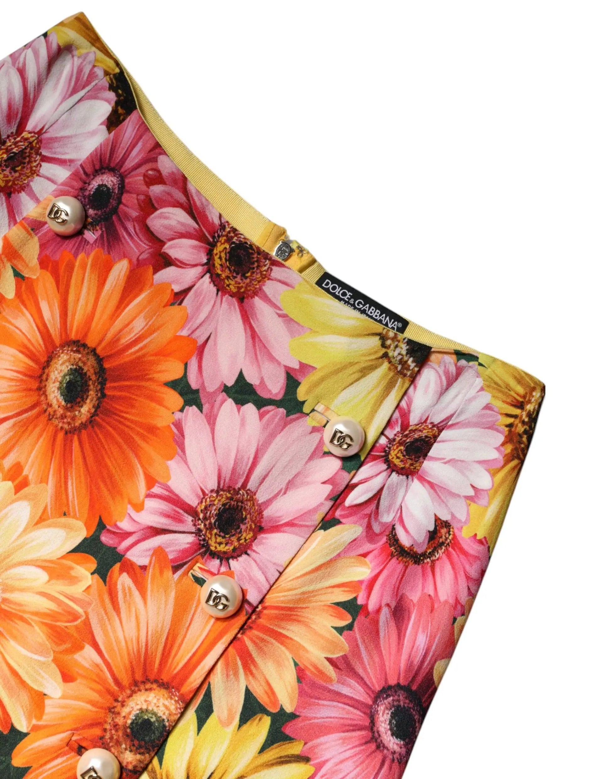 Dolce & Gabbana Multicolor Floral High Waist Mini Skirt by Dolce & Gabbana