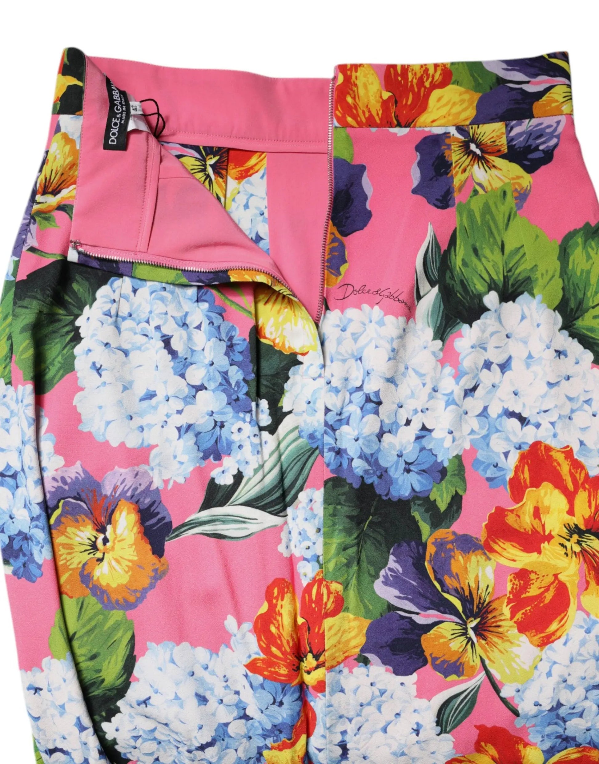 Dolce & Gabbana Multicolor Floral High Waist Midi Skirt by Dolce & Gabbana