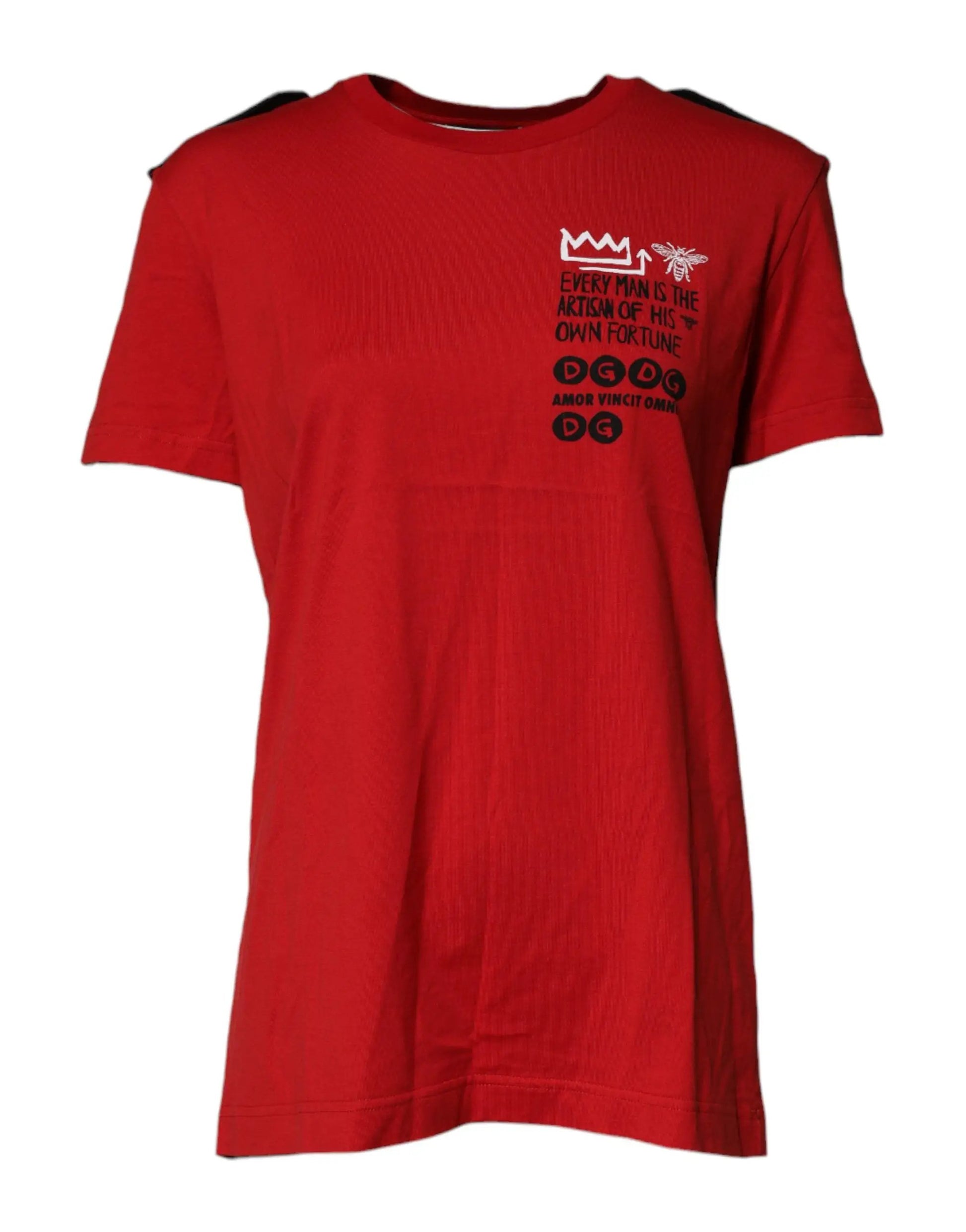 Dolce & Gabbana Red Cotton Round Neck Short Sleeves T-shirt by Dolce & Gabbana