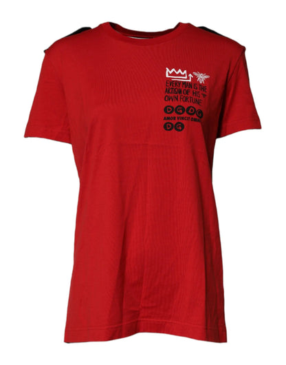 Dolce & Gabbana Red Cotton Round Neck Short Sleeves T-shirt by Dolce & Gabbana