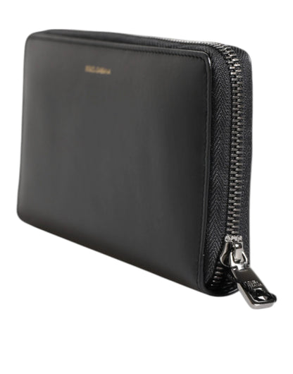 Dolce & Gabbana Black Blue Exotic Leather Embossed Continental Wallet