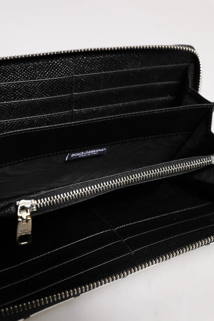 Dolce & Gabbana White Leather DG Crown Royals Continental Zip Around Wallet