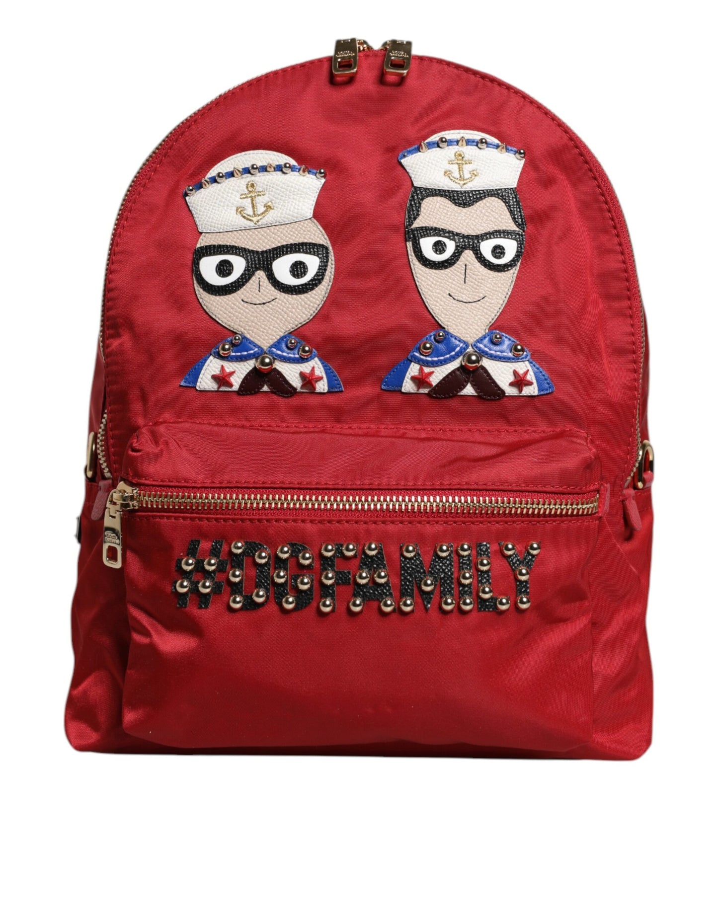 Dolce Et Gabbana Sac À Dos Vulcano Emblème Rouge En Nylon Et Cuir Italien Luxe Exclusif