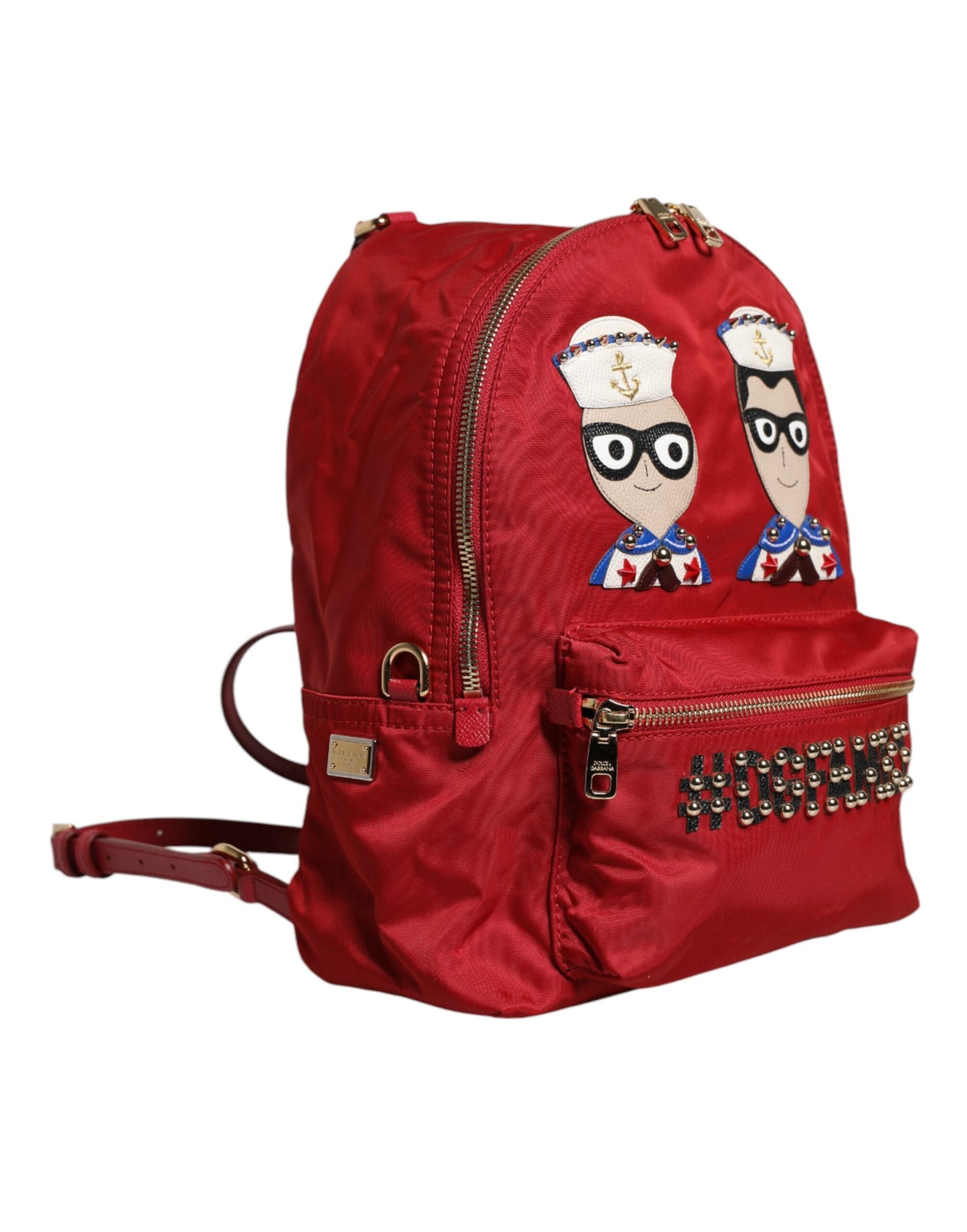 Dolce Et Gabbana Sac À Dos Vulcano Emblème Rouge En Nylon Et Cuir Italien Luxe Exclusif