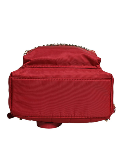 Dolce Et Gabbana Sac À Dos Vulcano Emblème Rouge En Nylon Et Cuir Italien Luxe Exclusif