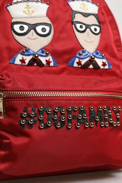 Dolce Et Gabbana Sac À Dos Vulcano Emblème Rouge En Nylon Et Cuir Italien Luxe Exclusif