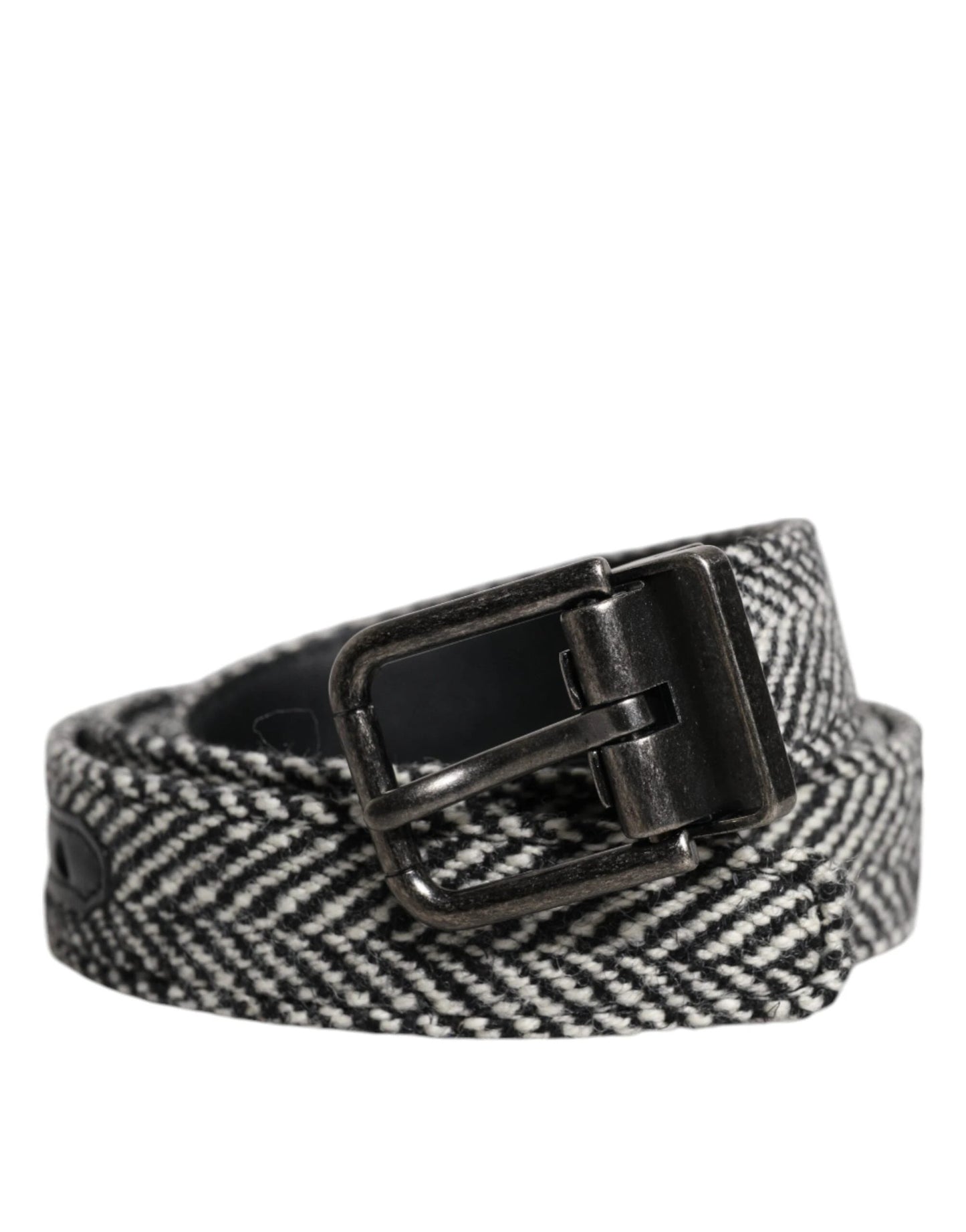 Dolce & Gabbana Black White Silver Tone Metal Buckle Belt by Dolce & Gabbana