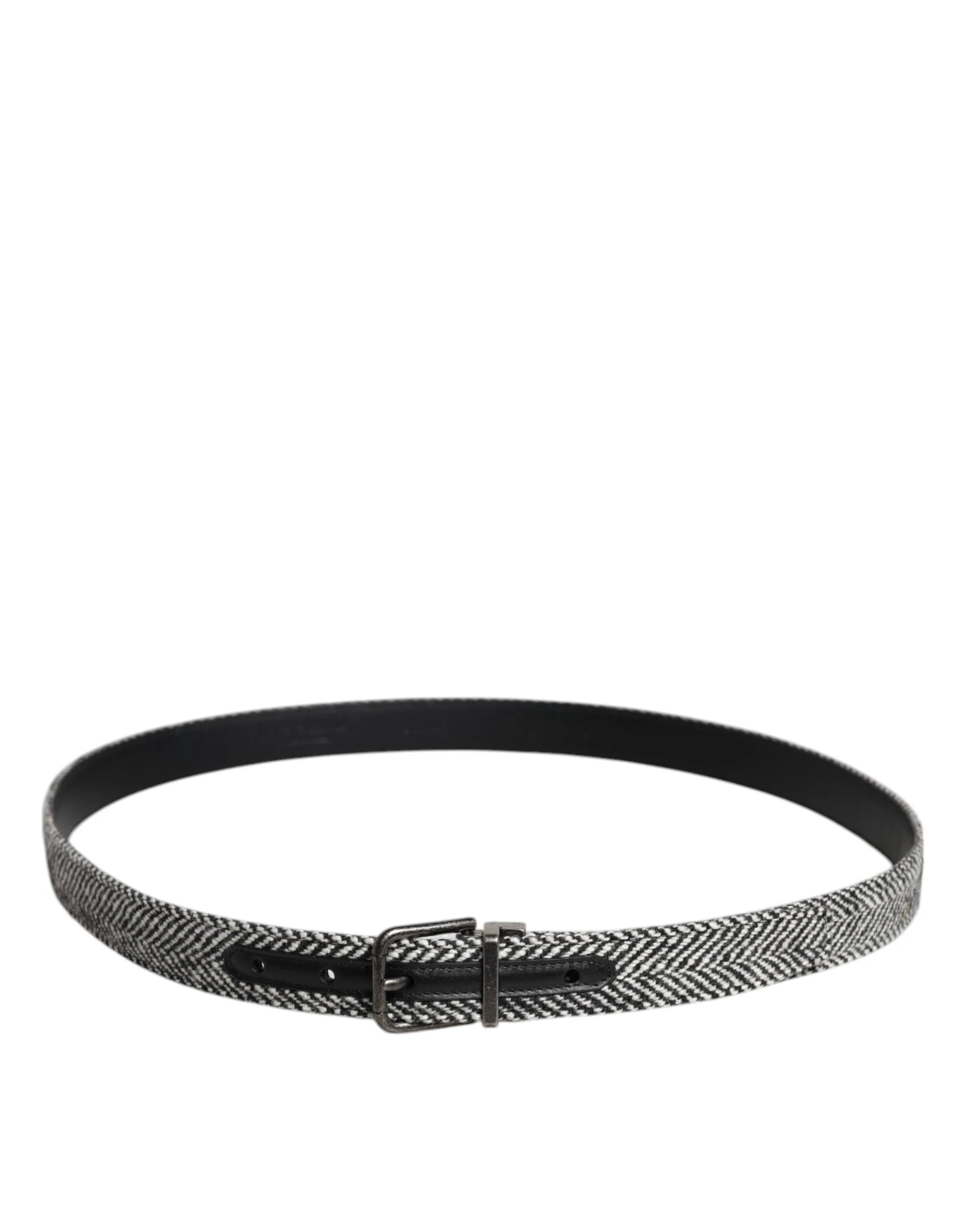 Dolce & Gabbana Black White Silver Tone Metal Buckle Belt by Dolce & Gabbana