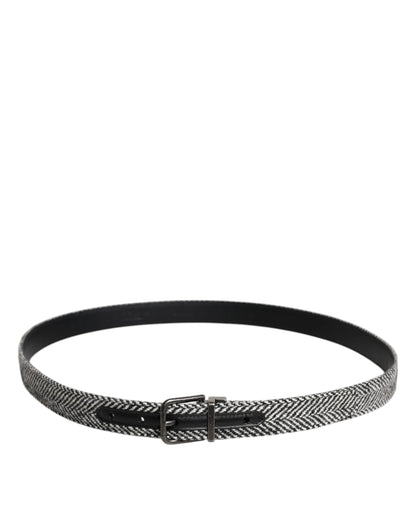 Dolce & Gabbana Black White Silver Tone Metal Buckle Belt by Dolce & Gabbana