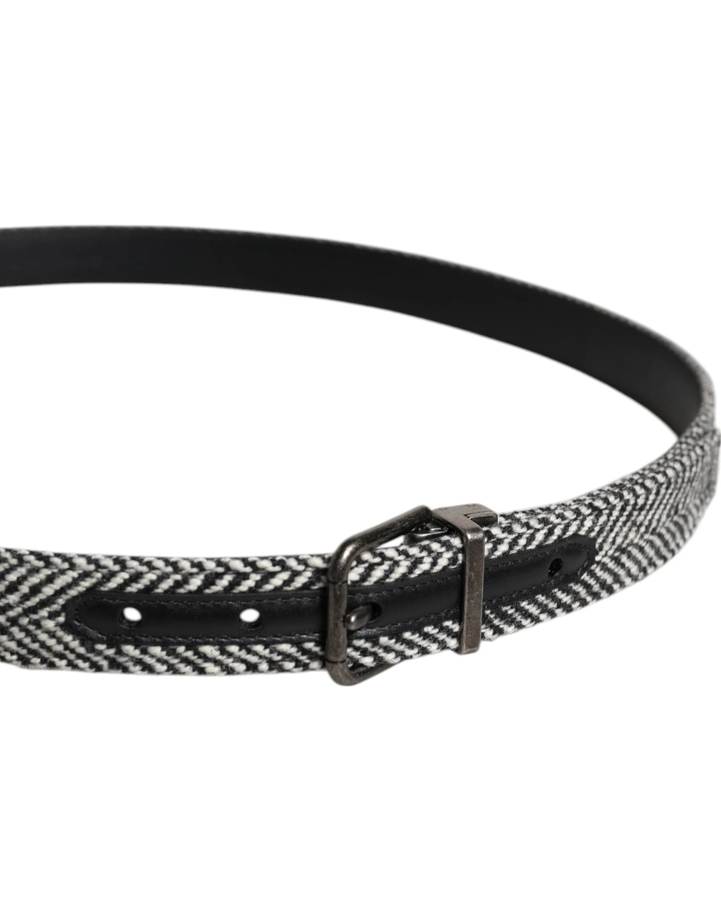 Dolce & Gabbana Black White Silver Tone Metal Buckle Belt by Dolce & Gabbana
