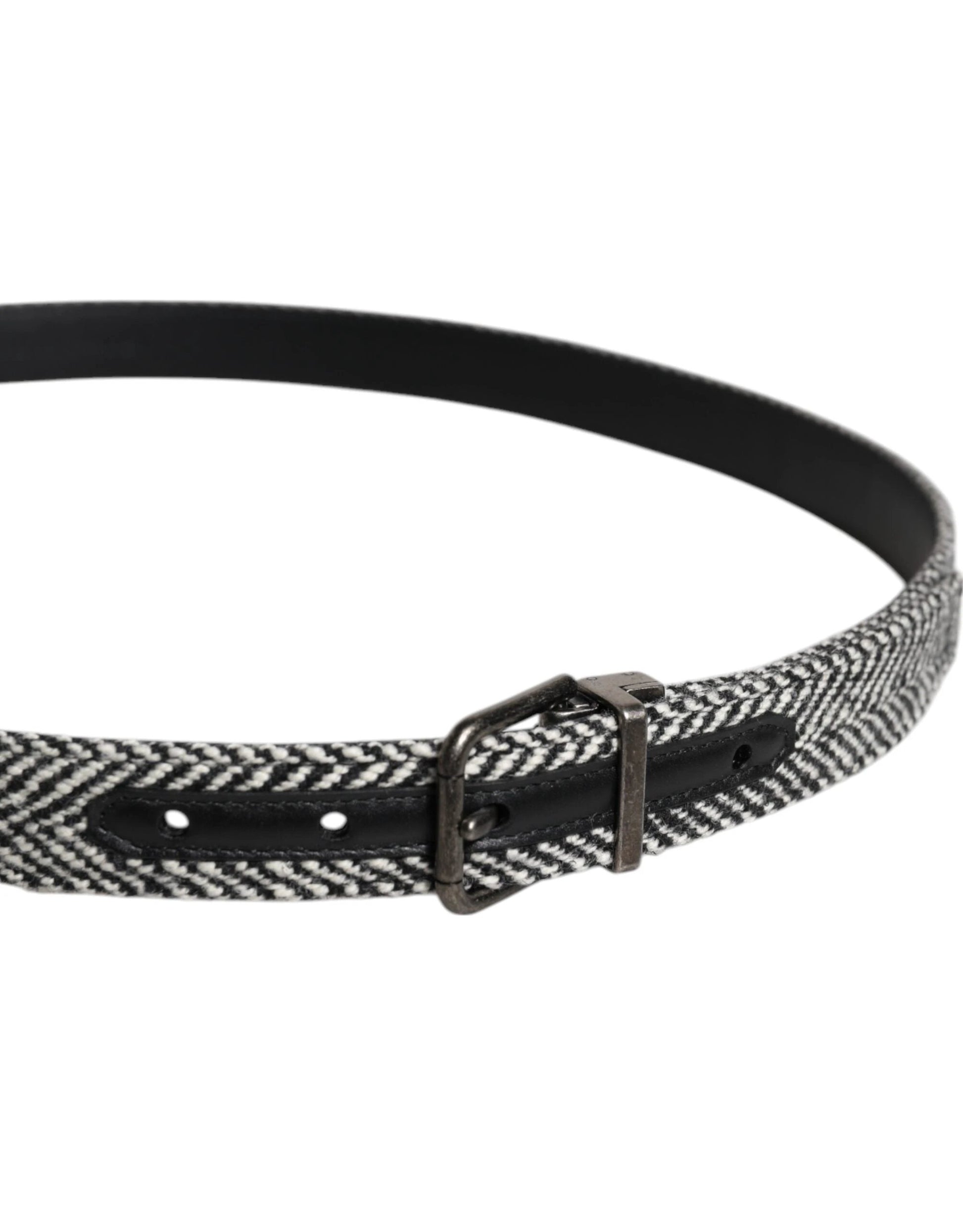 Dolce & Gabbana Black White Silver Tone Metal Buckle Belt by Dolce & Gabbana