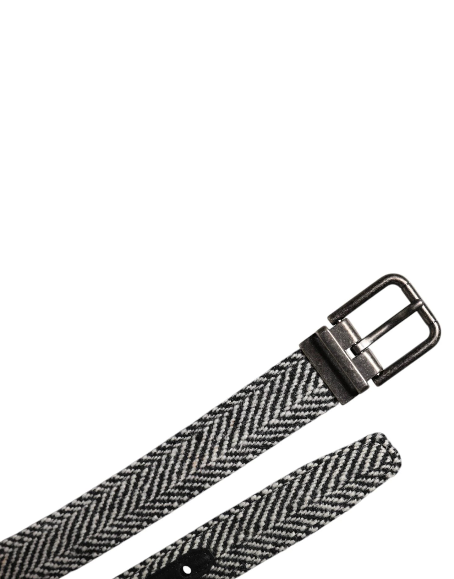 Dolce & Gabbana Black White Silver Tone Metal Buckle Belt by Dolce & Gabbana