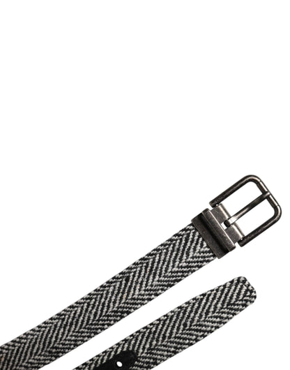 Dolce & Gabbana Black White Silver Tone Metal Buckle Belt by Dolce & Gabbana
