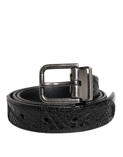Dolce & Gabbana Black Exotic Leather Metal Logo Buckle Belt by Dolce & Gabbana
