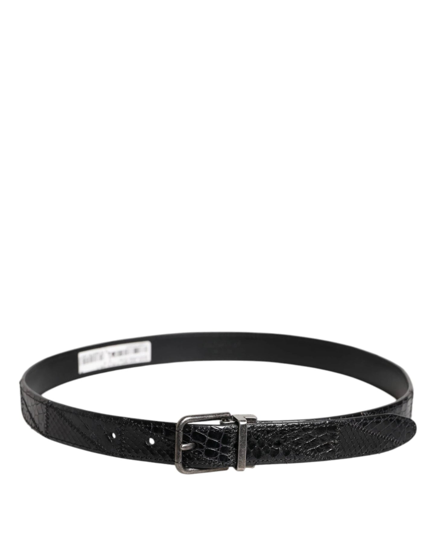 Dolce & Gabbana Black Exotic Leather Metal Logo Buckle Belt by Dolce & Gabbana