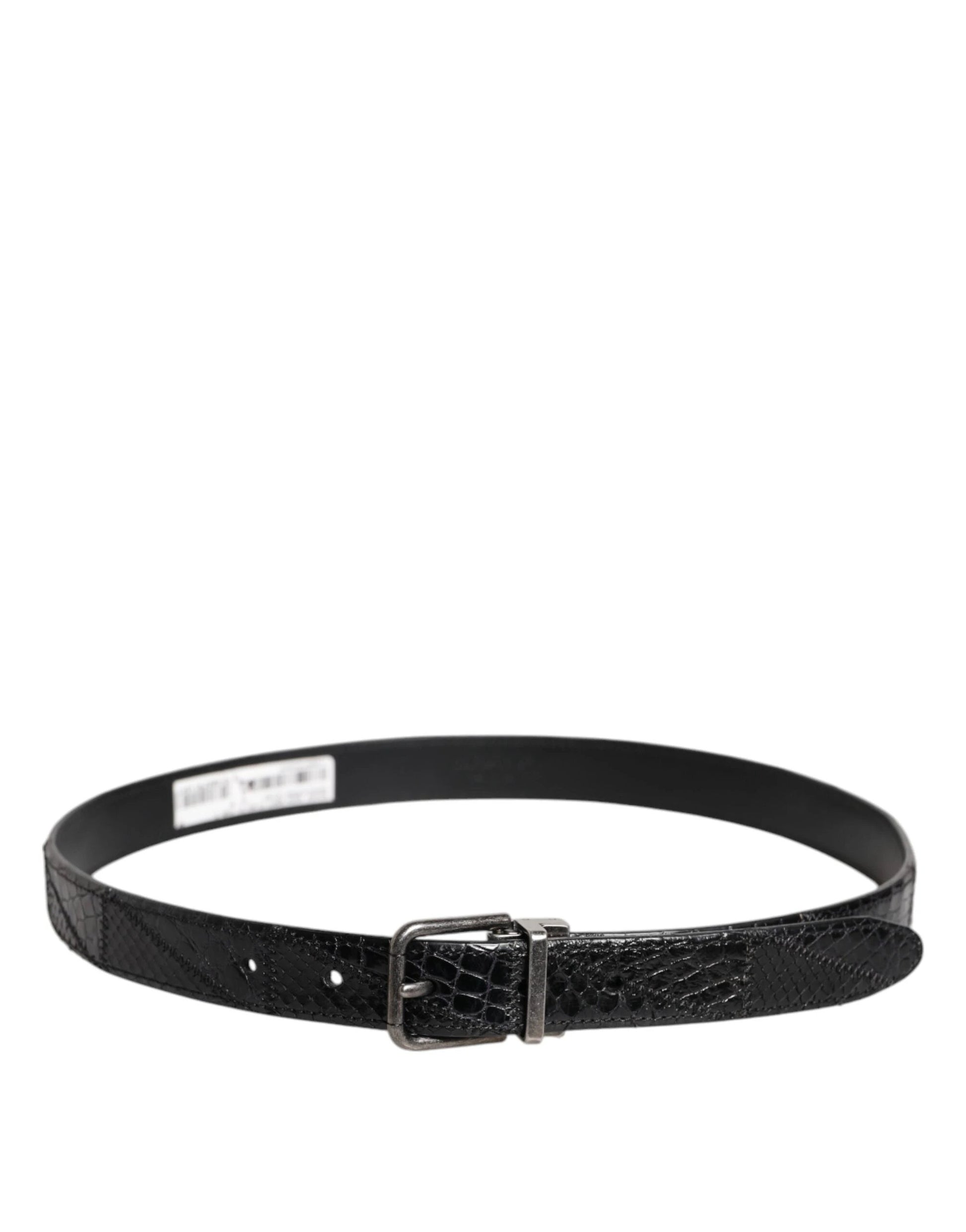 Dolce & Gabbana Black Exotic Leather Metal Logo Buckle Belt by Dolce & Gabbana