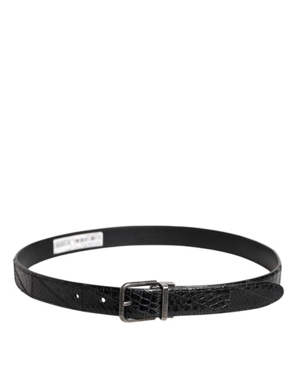 Dolce & Gabbana Black Exotic Leather Metal Logo Buckle Belt by Dolce & Gabbana