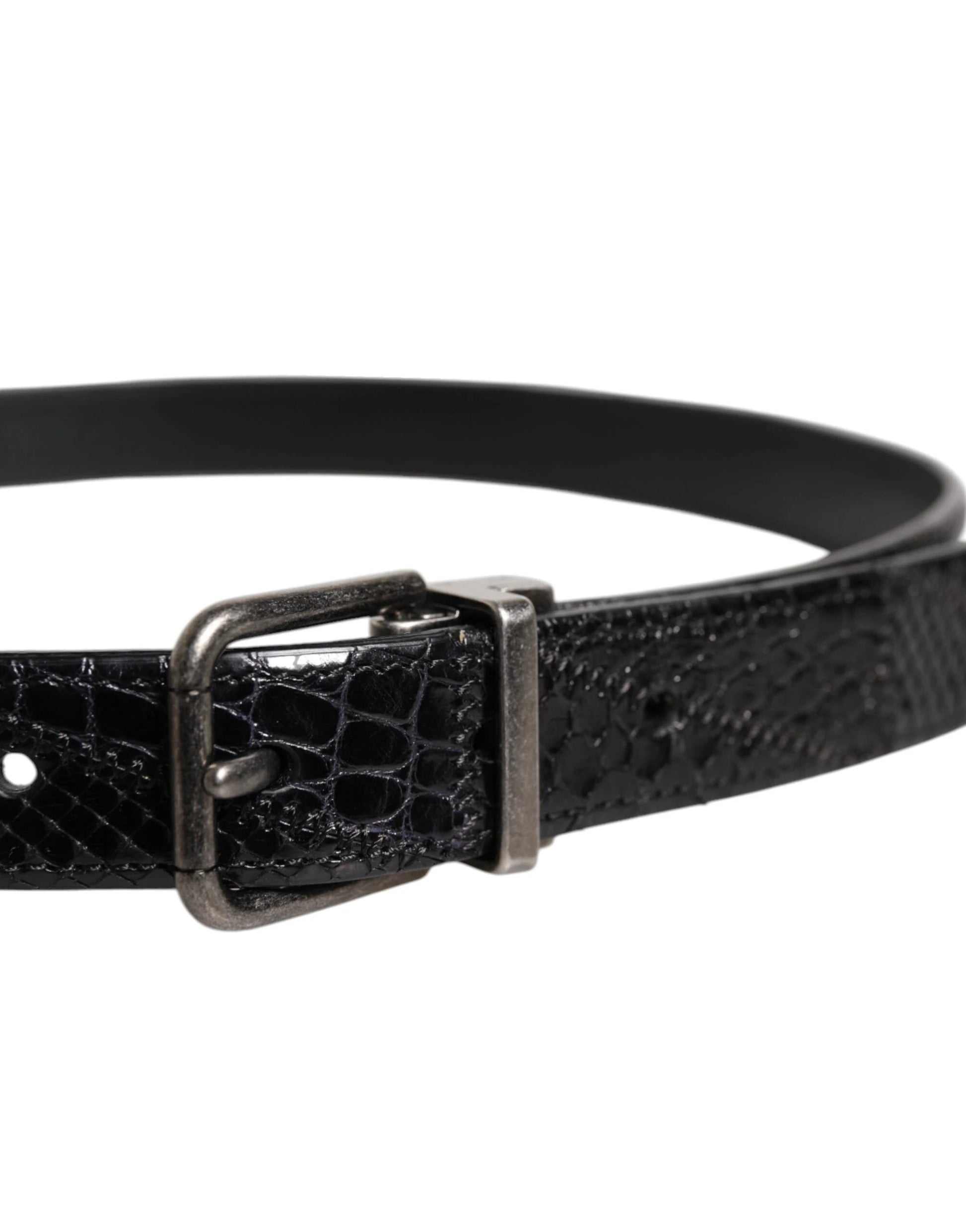 Dolce & Gabbana Black Exotic Leather Metal Logo Buckle Belt by Dolce & Gabbana